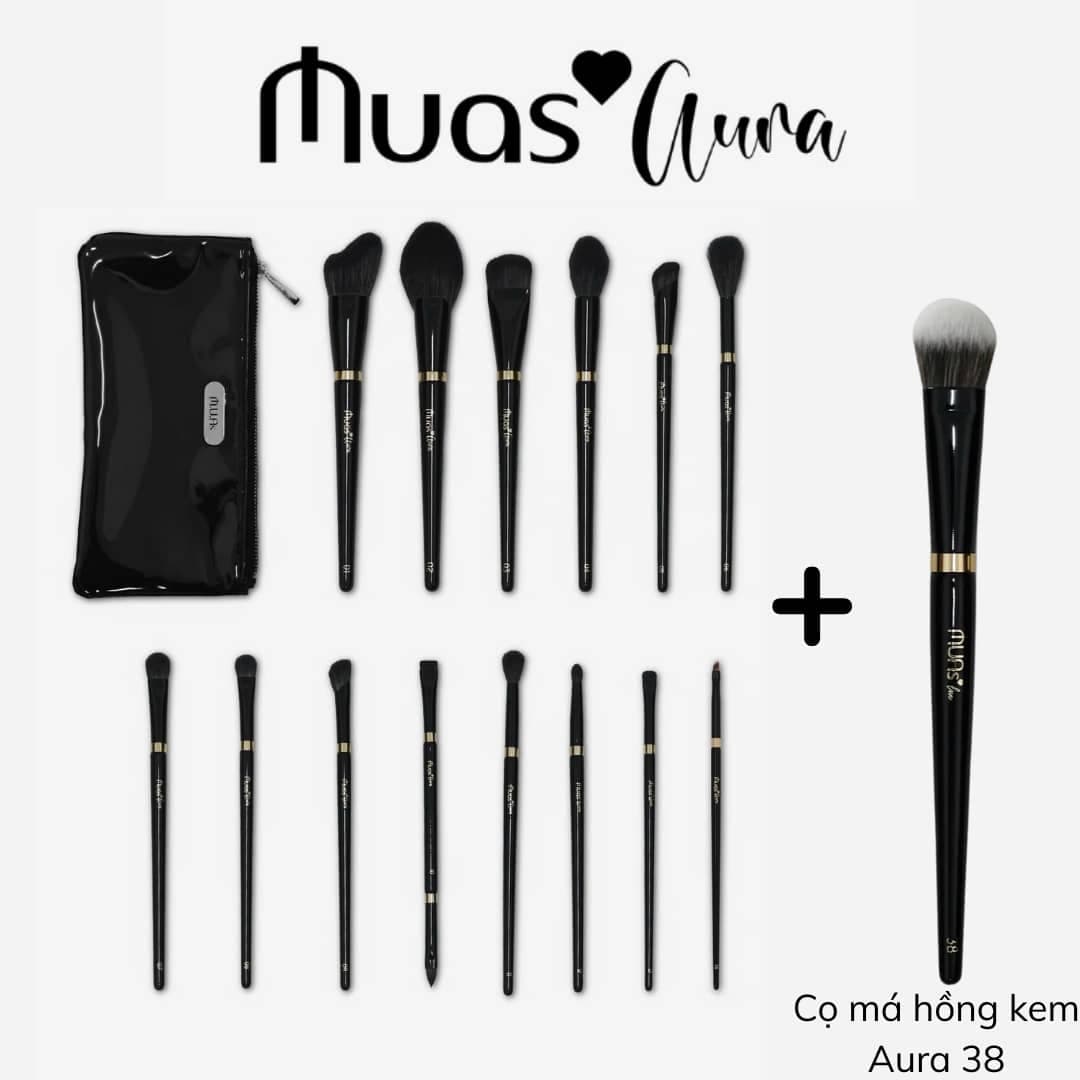 [Bộ cọ MUA.s Aura 15 cây] Bộ Cọ MUA.s Aura 15 Cây Kèm Túi Chất Lông Mền Mịn Bộ Cọ Trang Điểm Chuyên Nghiệp