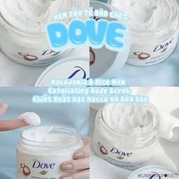 [Bản Đức/Mỹ] Tẩy tế bào chết Body Dove chăm sóc da chiết xuất hạt Macca & Sữa Gạo, Lựu & Bơ Hạt Mỡ 298gr